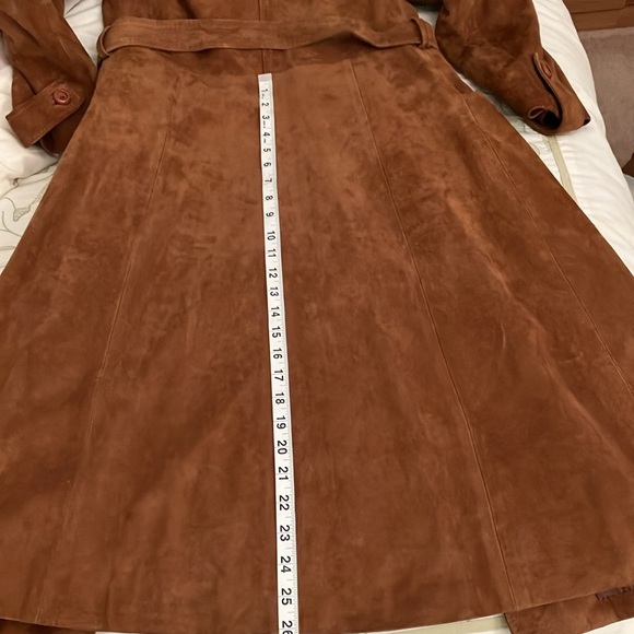 COPY - Genuine Leather Long Brown Suede Trench Style Coat. - Picture 15 of 16